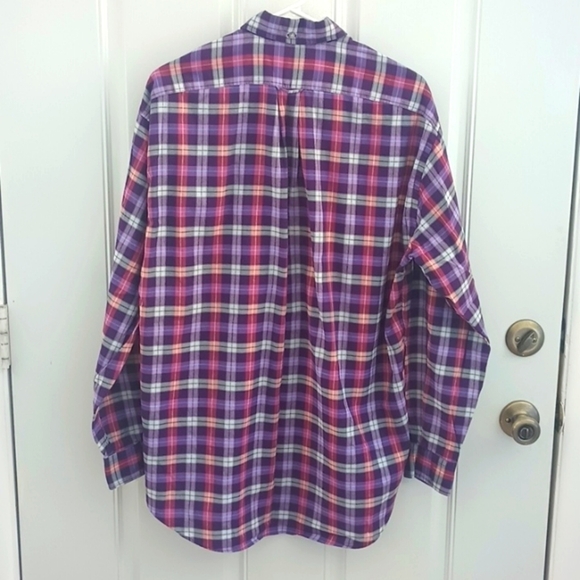 Faconnable cotton long sleeve button down purple plaid shirt size M - Picture 4 of 7